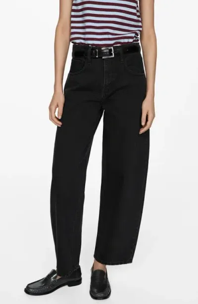 Mango High Waist Slouchy Jeans In Black Denim