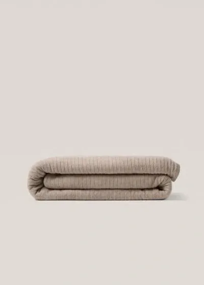 Mango Home - Couverture Combinée Laine Lin Losanges Marron Clair/pastel - 130x180cm - Home In Gray