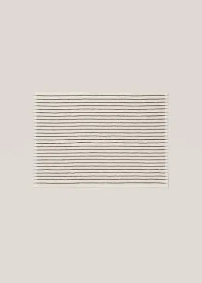 Mango Home Striped Cotton Rug Beige In White