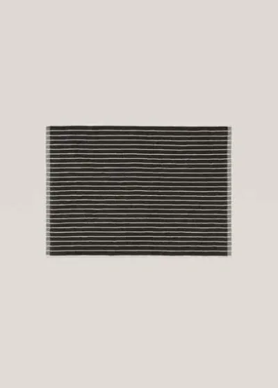 Mango Home Striped Cotton Rug Charcoal In Black