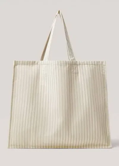 Mango Home Striped Cotton Tote Bag Green