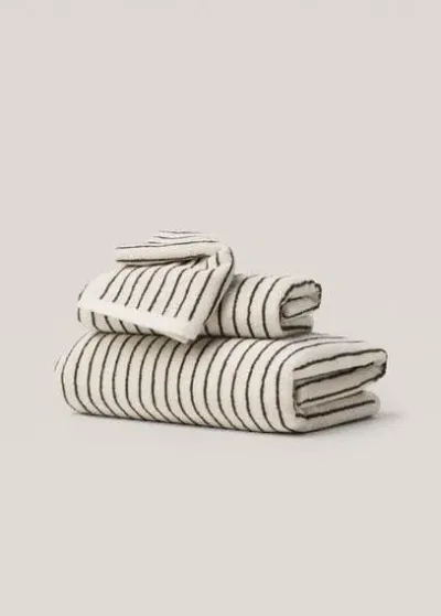 Mango Home Striped Hands Towel Beige In Neutral