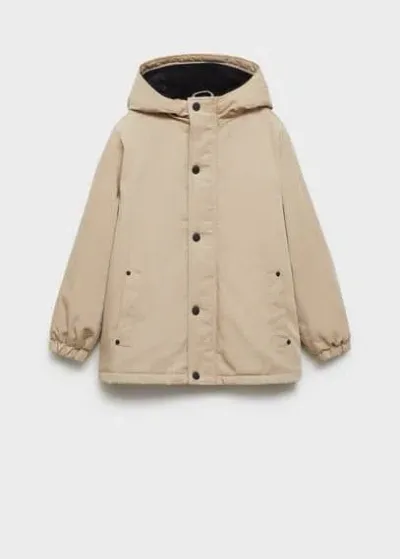 Mango Kids' Hooded Coat Sand