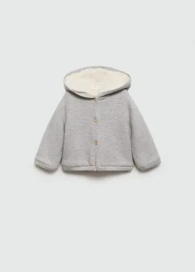 Mango Babies' Cardigan Imitation Mouton Capuche In Gray