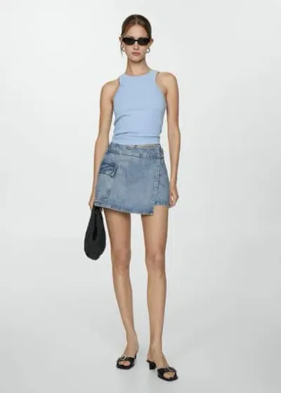 Mango Jupe Short En Jean In Bleu Moyen