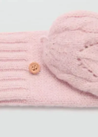 Mango Kids' Knit Gloves Pale Pink