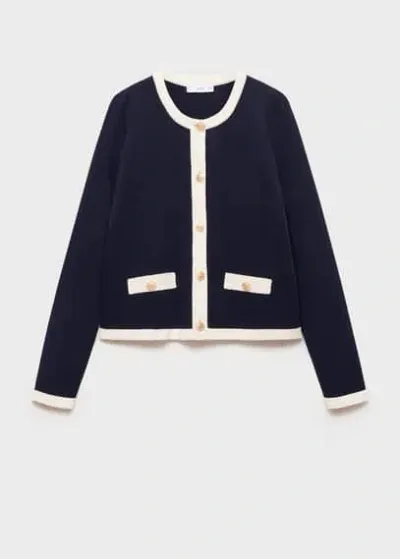 Mango Blouson En Mail In Bleu Marine Foncé