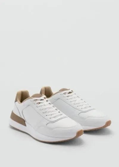 Mango Leather Mixed Sneakers White