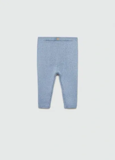 Mango Babies' Cotton Ribbed Leggings Blue