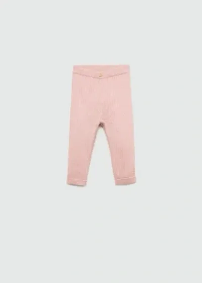 Mango Babies' Cotton Ribbed Leggings Pink