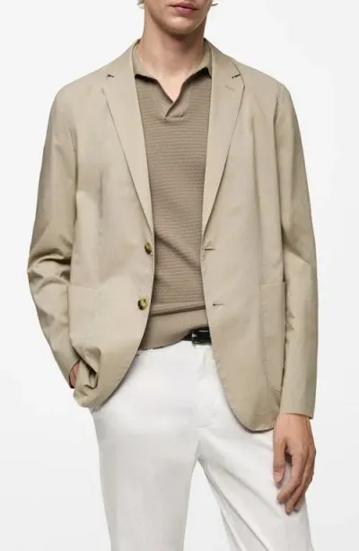 Mango Lightweight Cotton Sport Coat In Beige