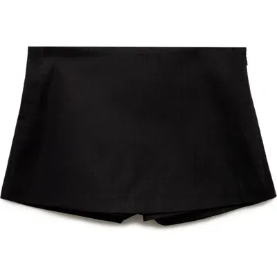 Mango Linen Blend Skort In Black