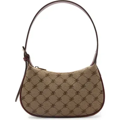 Mango Logo Print Shoulder Bag In Brown