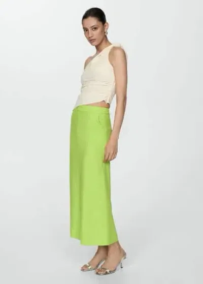 Mango Jupe Longue Lyocell In Vert