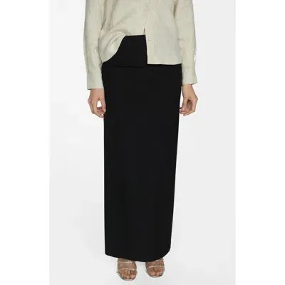 Mango Long Pencil Skirt In Black