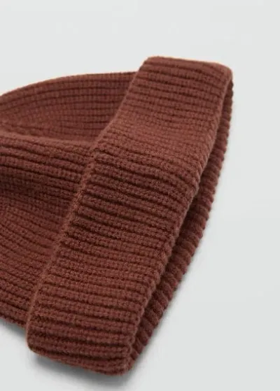 Mango Man Ribbed Knit Cap Burnt Orange