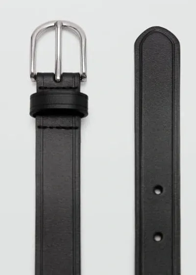 Mango Man 100% Leather Belt Black