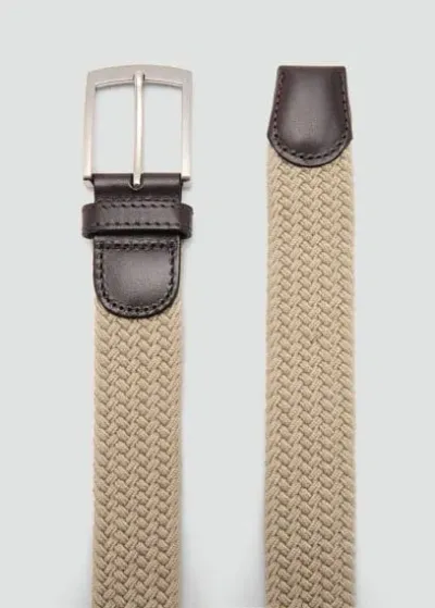 Mango Man Braided Elastic Belt Beige