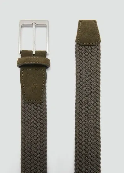 Mango Man Braided Elastic Belt Khaki