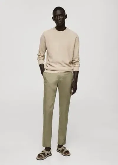 Mango Man Fine-knit Cotton Sweater Sand