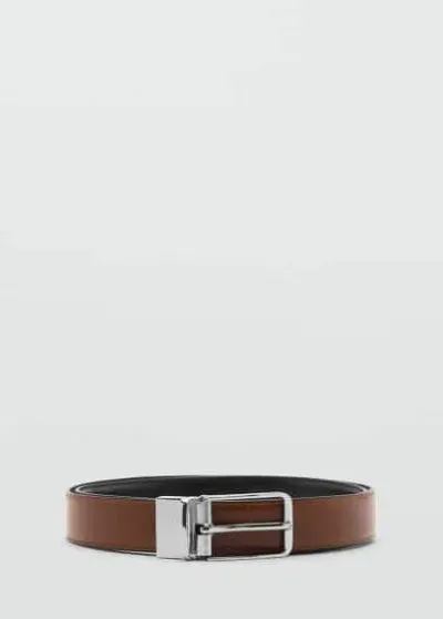 Mango Man Leather Reversible Belt Black