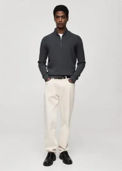 Mango Man Perkins Sweater With Cowl Neck Dark Grey