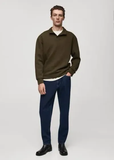 Mango Man Relaxed-fit Polo Sweatshirt Khaki