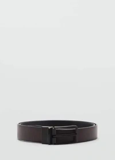 Mango Man Saffiano Leather Belt Black