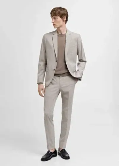 Mango Man Stretch Fabric Super Slim-fit Suit Trousers Light Heather Grey