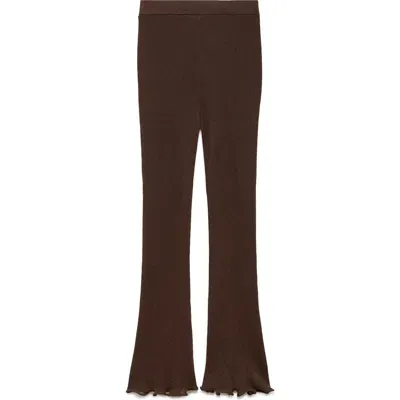 Mango Marilyn Rib Leggings In Brown