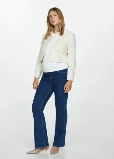 Mango Maternity Flared Jeans Dark Blue