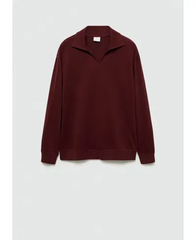 Mango Oversize Cotton Polo Sweatshirt In Burgundy