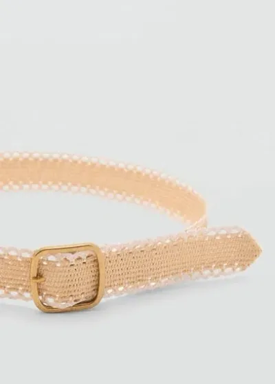 Mango Metal Buckle Belt Beige