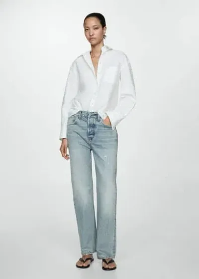 Mango Mid Waist Culotte Jeans Light Blue