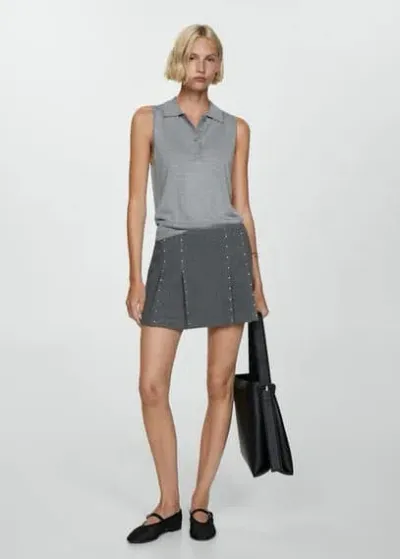 Mango Mini-skirt With Studs Medium Heather Grey