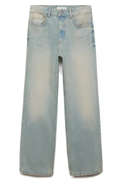 Mango Mira Mid Rise Wide Leg Jeans In Light Blue