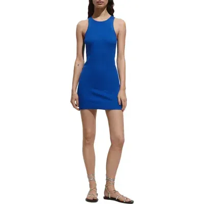 Mango Orwell Rib Minidress In Bright Blue