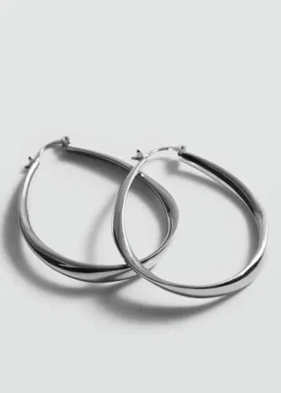 Mango Oval Hoop Earrings Silver