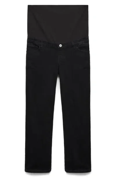 Mango Over The Bump Maternity Straight Leg Jeans In Black Denim