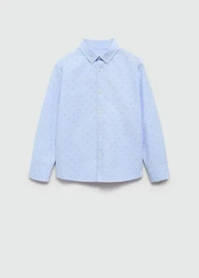 Mango Kids' Oxford Cotton Shirt Sky Blue