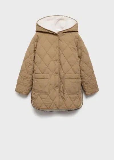 Mango Kids' Padded Anorak With Shearling Lining Medium Brown In Marron Moyen