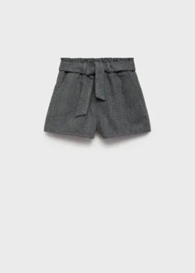 Mango Kids' Paperbag Shorts With Bow Grey