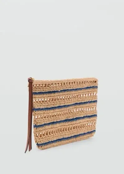 Mango Pochette Natural Materials Dark Navy