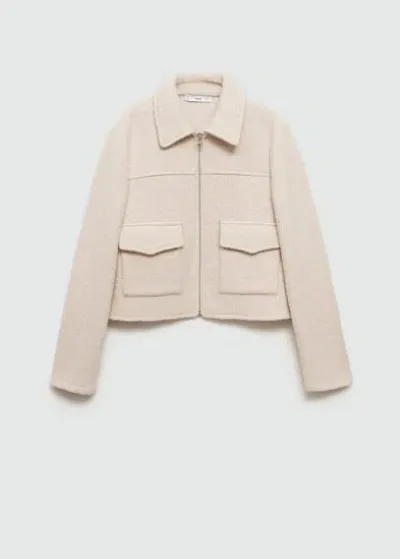 Mango Wool-blend Jacket With Pockets Beige