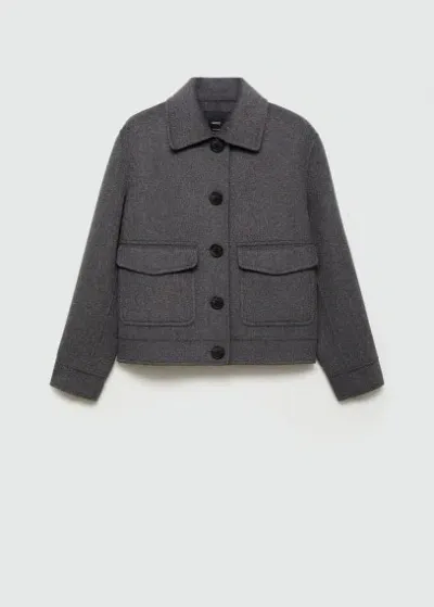 Mango Pocketed Wool-blend Jacket Grey