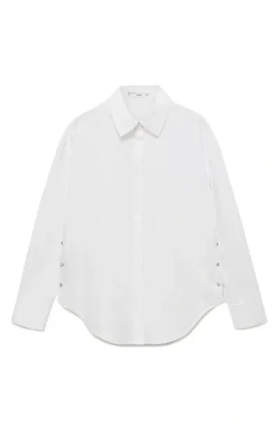 Mango Poplin Button-up Shirt In White