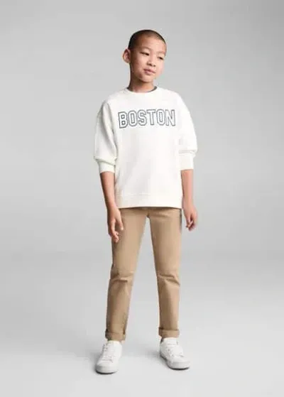 Mango Kids' Printed Cotton Sweatshirt Off White