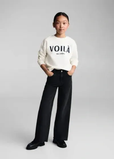 Mango Kids' Printed Cotton Sweatshirt Off White In Blanc Cassé