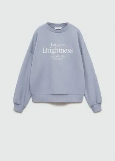 Mango Kids' Printed Cotton Sweatshirt Sky Blue