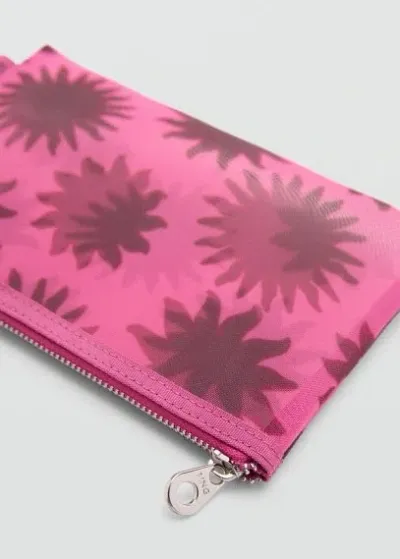 Mango Printed Transparent Toiletry Bag Fuchsia